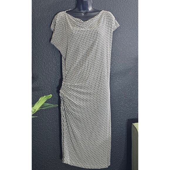 CAbi Monroe Black and Cream Ruched Midi Dress Size Small Style #614 - Picture 1 of 8